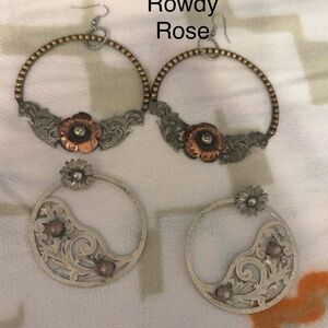 Silver and Copper Floral Earrings